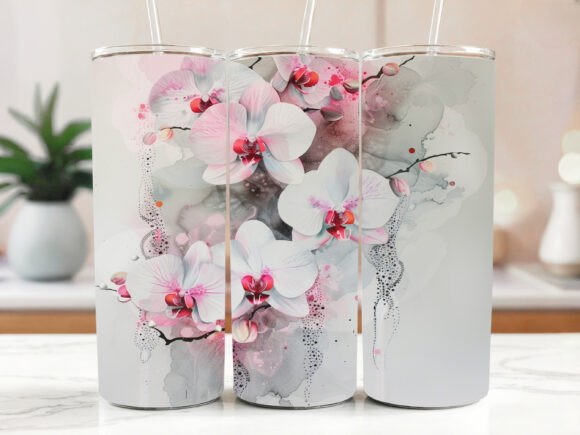 3D Flower Tumbler Design Botanical Graphics for Tumbler Wraps