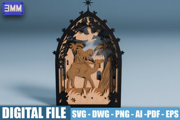 3D Nativity Scene with Wise Men Laser Cutting for Winter Amp Designs