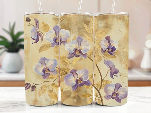 3D Orchid Tumbler Design Perfect Gift Graphics Freebies