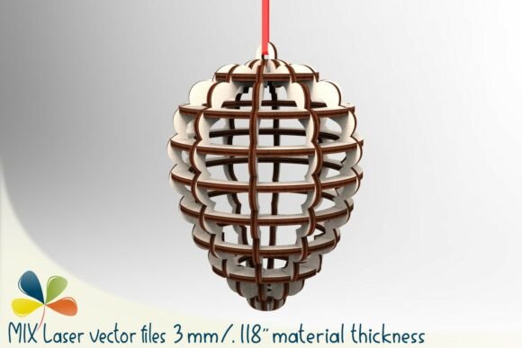 3D Pinecone Ornament Laser Cut File SVG