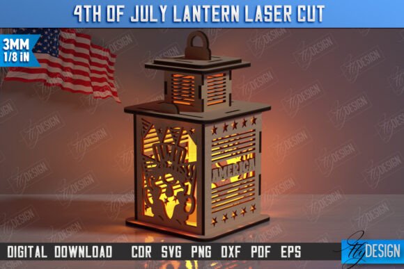 4th of July Lantern Laser Cut Ornaments