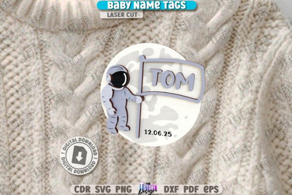 Baby Name Tag Laser Cut Children Design for Jewelry & Laser Cutting