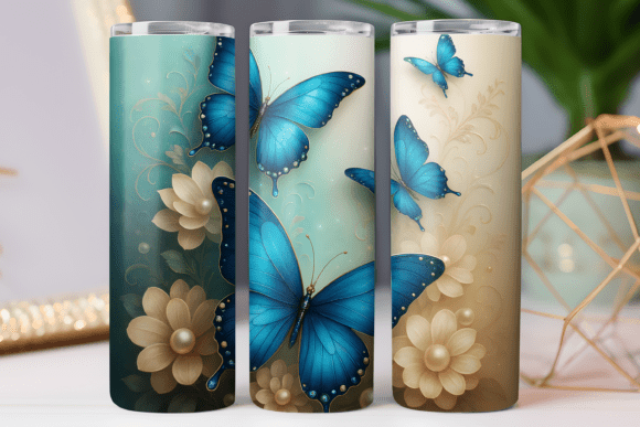 Butterflies 3d Tumbler Wrap 20oz Skinny Graphics and Tumbler Wraps