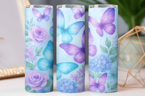 Butterflies 3D Tumbler Wrap: A Freebie Graphic for Handmade Creations