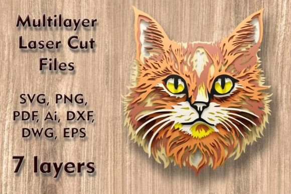Cat 3D Multilayer Laser Cut Files for Wall Decor and Branding