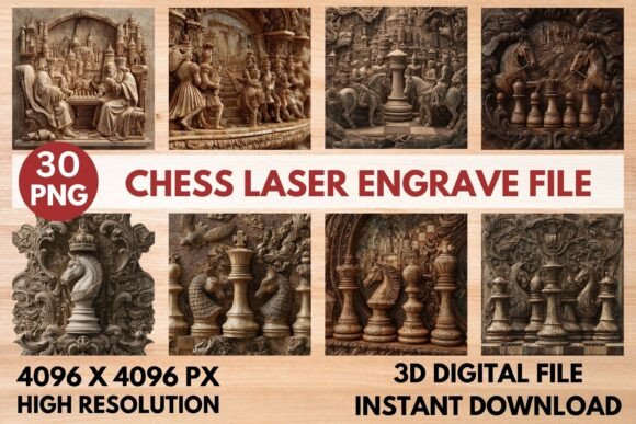 Chess Laser Engrave File Graphics for Laser Engraving