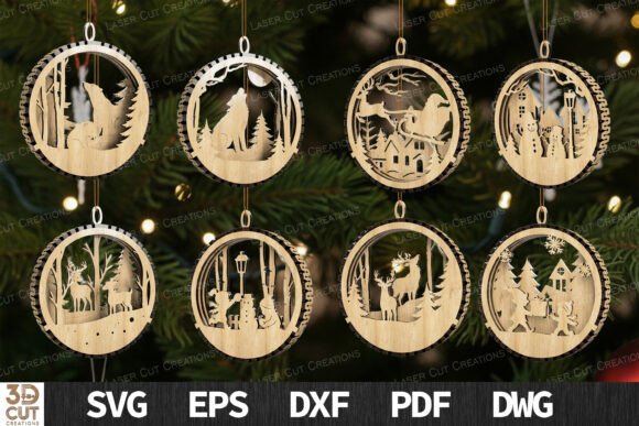 Christmas Layered Ornaments Bundle: A Winter Amp Laser Cutting Asset for Creative Projects