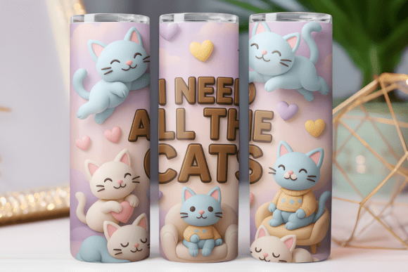 Cute Kitty Tumbler Wrap 20oz Design 3d