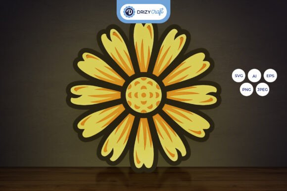 Daisy Laser Cut Design - Flower 3D Light for Home Decor