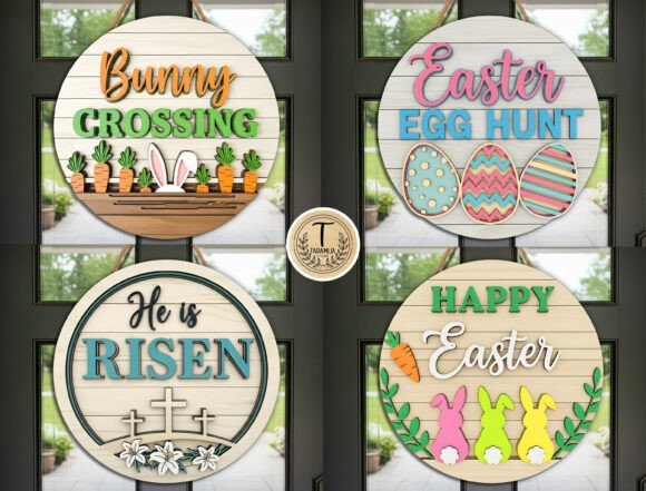 Easter Door Hanger SVG Bundle for Laser Cutting and Spring Amp