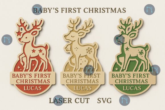 First Christmas Deer Ornament SVG Bundle: Laser Cutting and Winter Amp