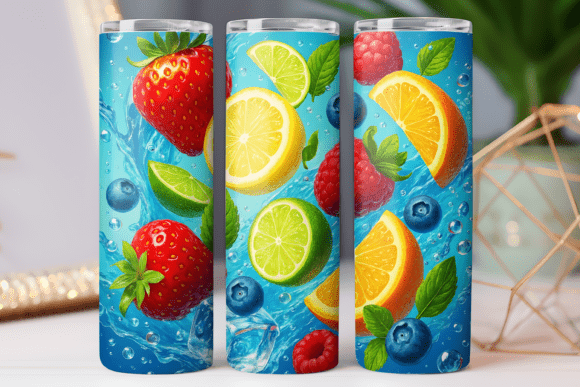 Fruit Print 3d Tumbler Wrap 20oz Skinny Graphics and Tumbler Wraps