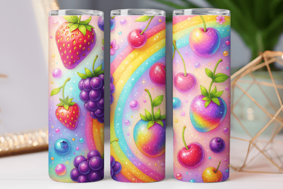 Fruit Print 3D Tumbler Wrap Design: A Freebie for Local Business Branding