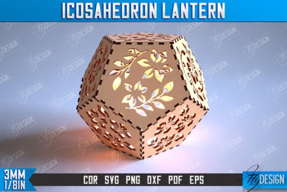 Icosahedron Lantern Laser Cut SVG Design