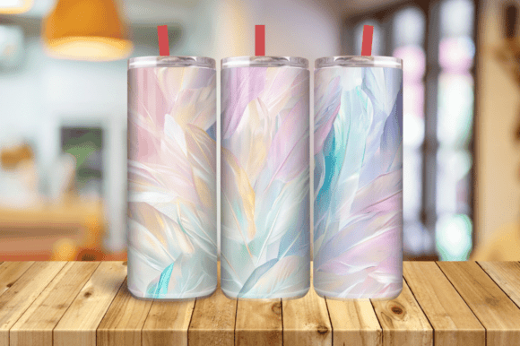 Iridescent Feathers 20 Oz Skinny Tumbler Graphics and Tumbler Wraps
