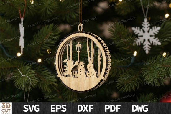 Kids Building Snowman Ornament SVG: A Winter Amp Laser Cutting Design for Content Creators