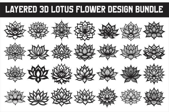 Layered 3D Lotus Flower Design Bundle: Graphics and Crafts Review
