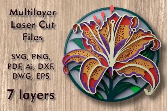 Lily Multilayer Laser Cut Files for Wall Decor and Crafting