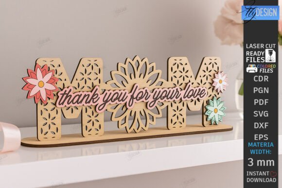 Mom Love You Stand Laser Cut Family SVG for Stands