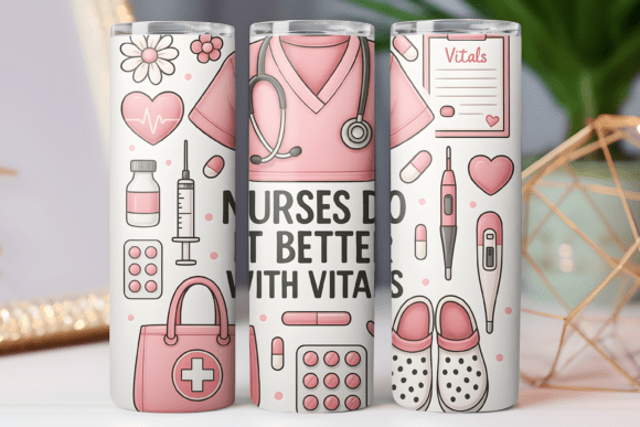 Nurse Tumbler Wrap 20oz Skinny Design 3d Graphics and Tumbler Wraps Review