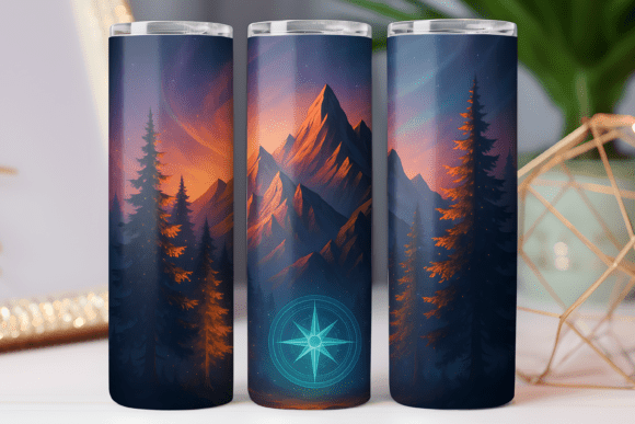 Outdoor Adventure Tumbler Wrap Design 3d Graphics and Tumbler Wraps