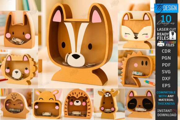 Personalized Piggy Bank Laser Cut Bundle for Editorial Boxes
