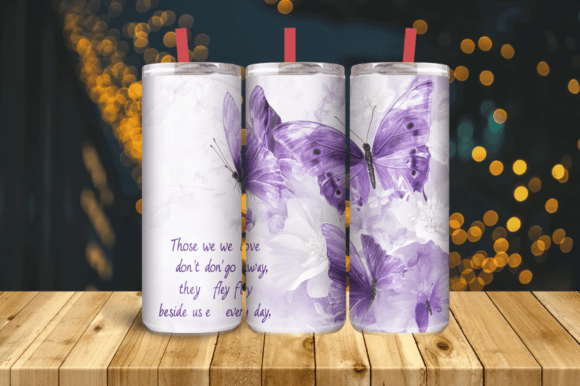 Purple Butterflies and Wildflowers Graphics for Tumbler Wraps