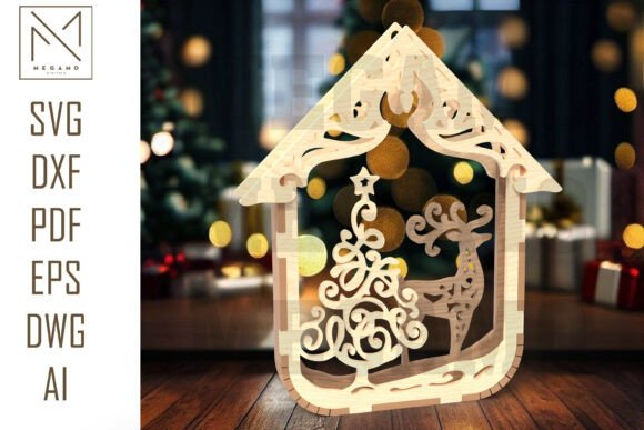 Reindeer Tree Ornament SVG for Laser Cutting and Winter Amp Campaigns